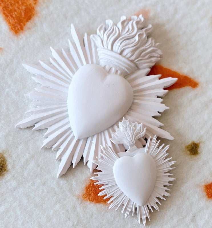 White ex-voto heart - 2 sizes available