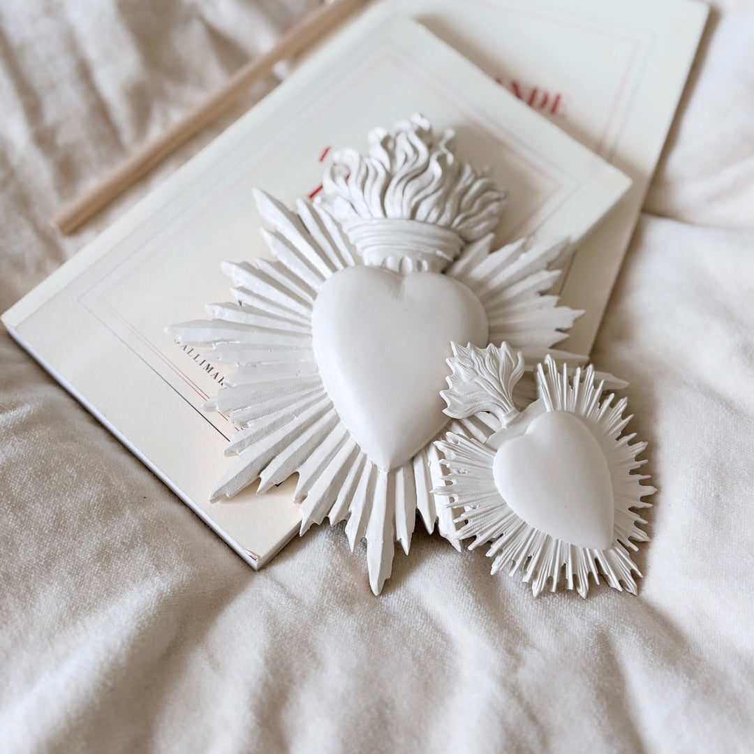 White ex-voto heart - 2 sizes available