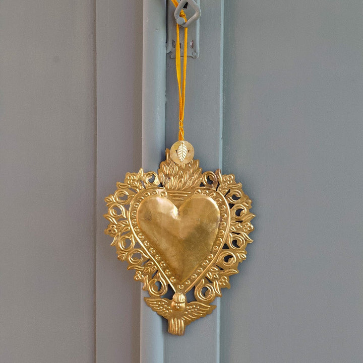Ex-voto coeur avec ailes d'ange