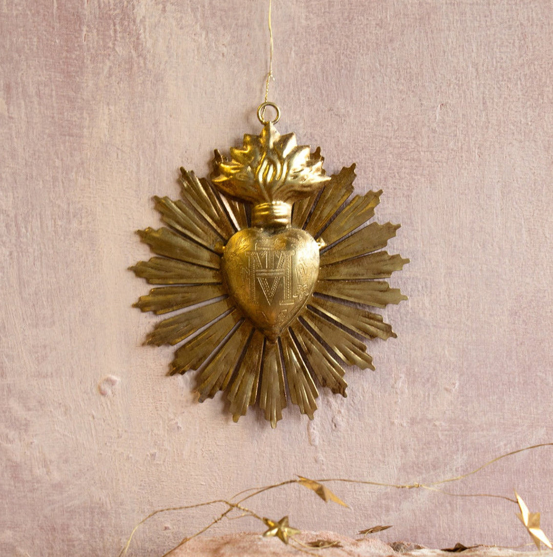 Ex-voto coeur en laiton