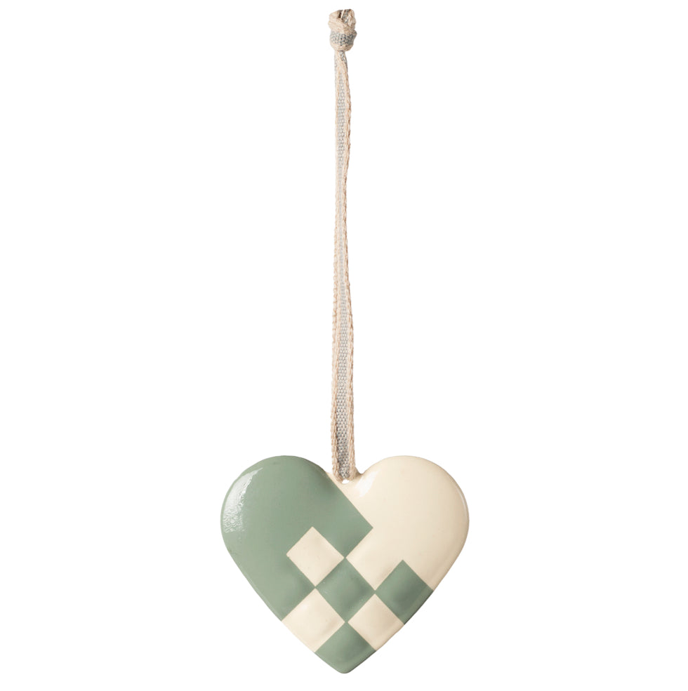 Coeur Maileg vert et blanc