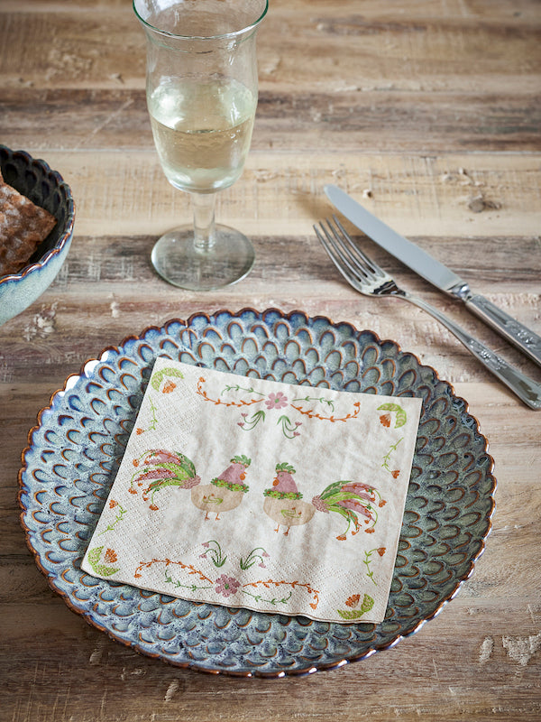 "Bloomingville" hens & flowers napkins