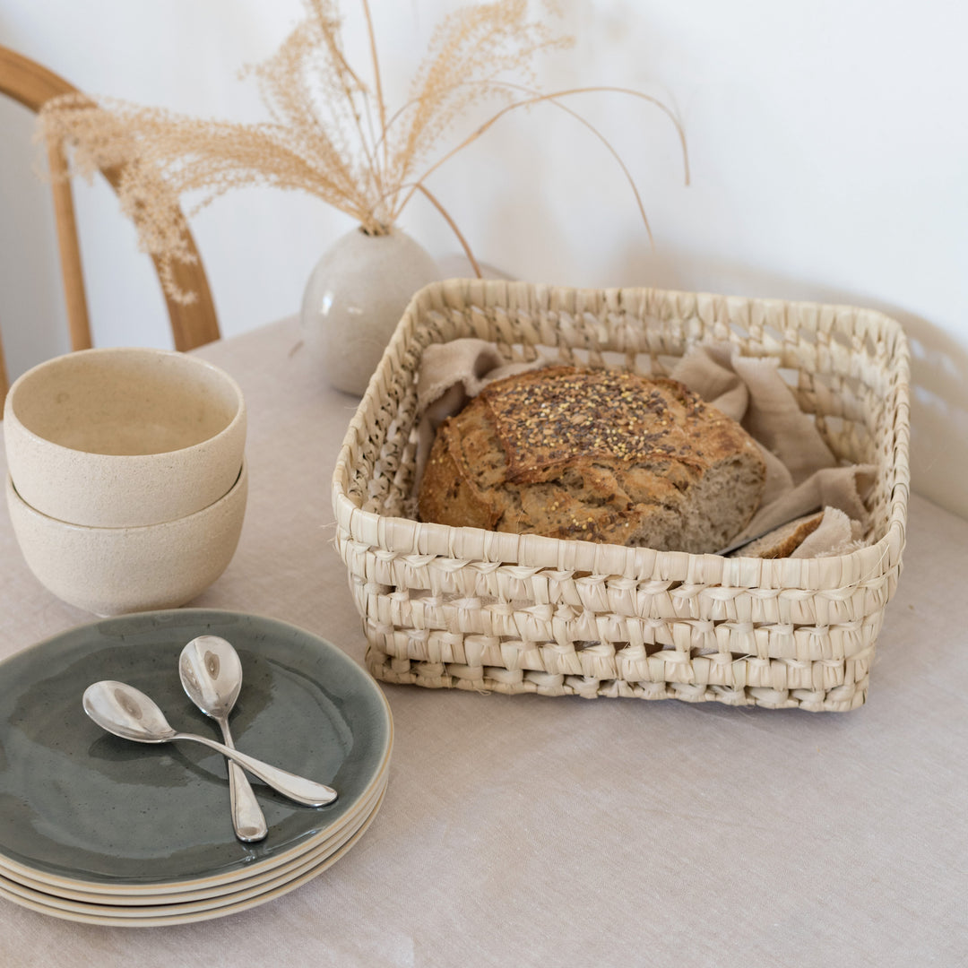 Square palm leaf basket