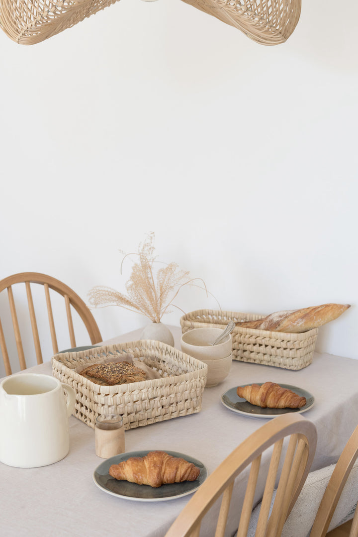 Square palm leaf basket