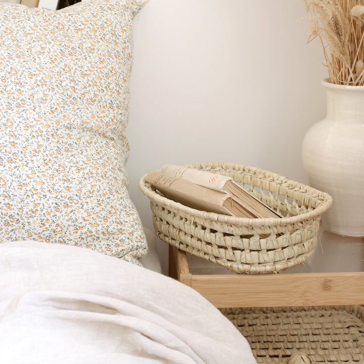 Corbeille ovale en feuilles de palmier