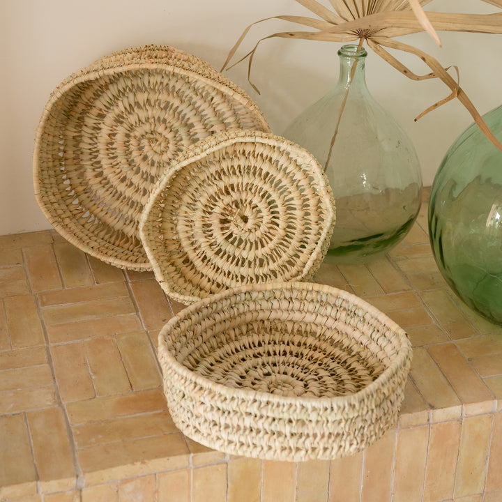 Corbeille ronde en feuilles de palmier- 3 tailles disponibles