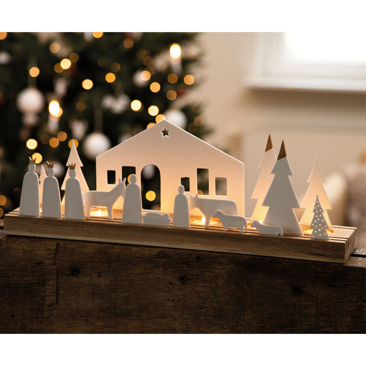 Crèche de Noël Räder en porcelaine et bois