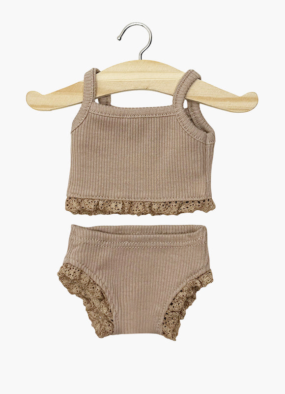 Minikane mocha girl's panties with lace