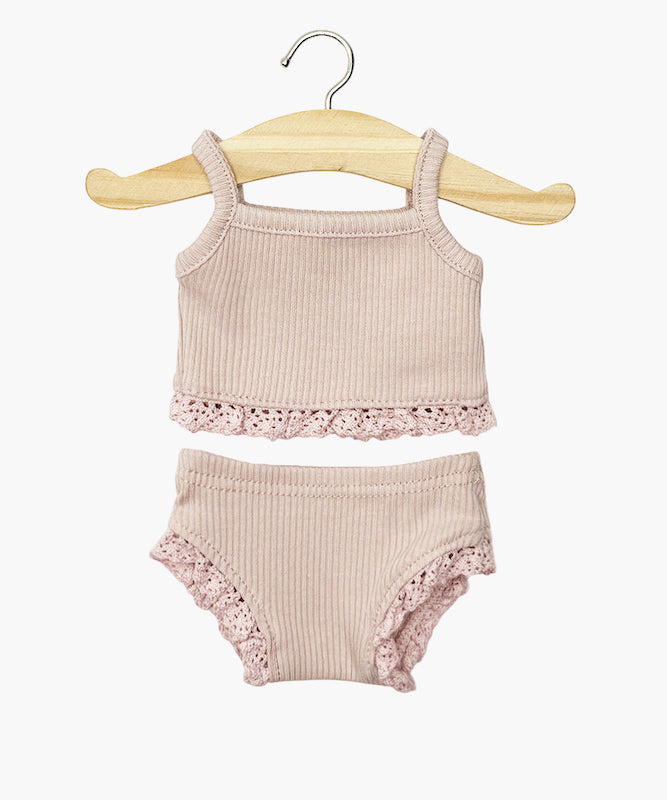 Pink orchid girl's underwear with lace Minikane