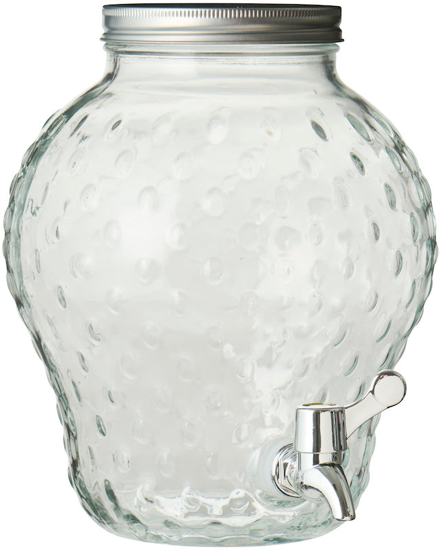 Dispensador de bebidas de cristal con forma de fresa