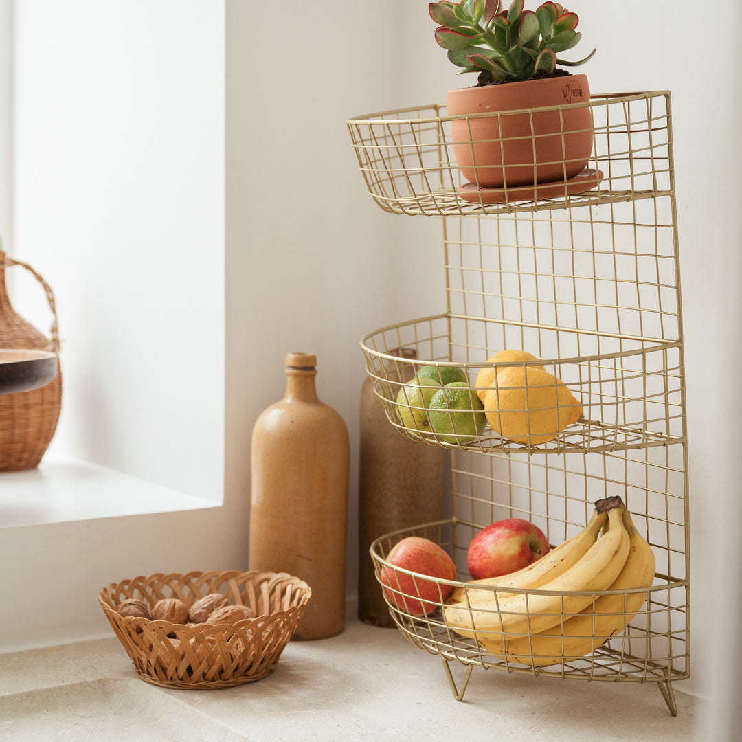 "Madam Stoltz" Freestanding Gold Metal Shelf