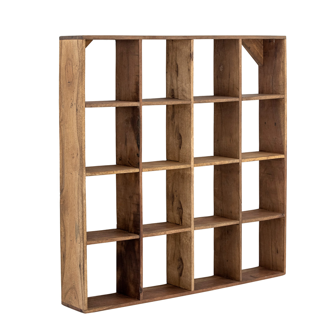 Estante de pared compartimentado de madera