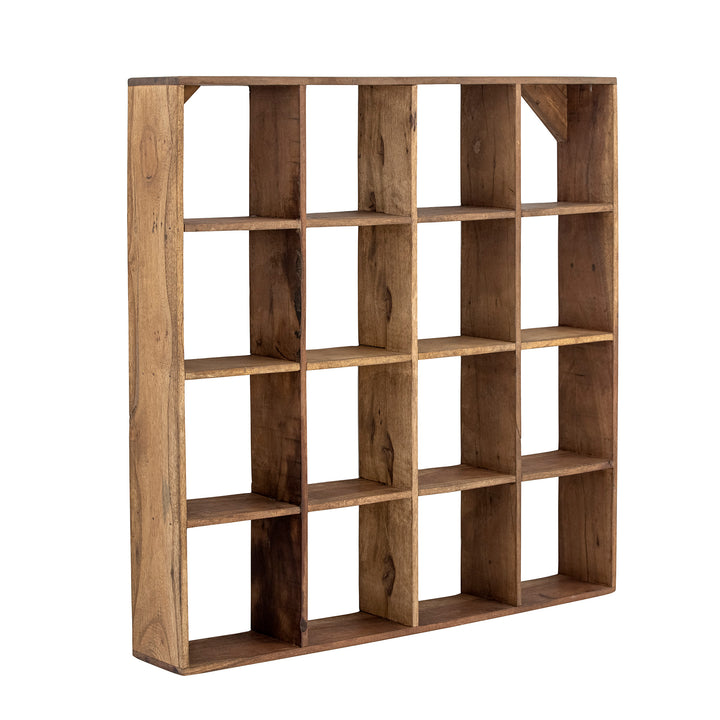 Estante de pared compartimentado de madera