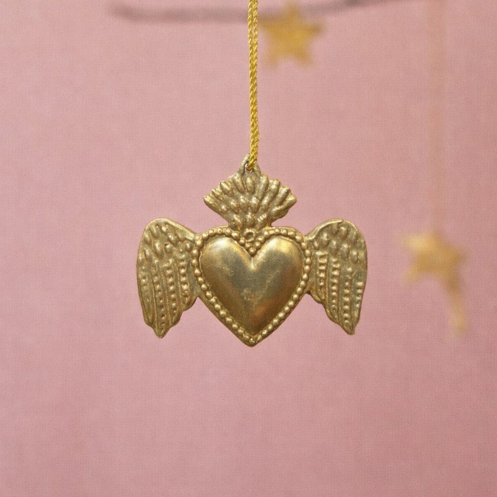 Petit coeur ex-voto avec ailes d'anges