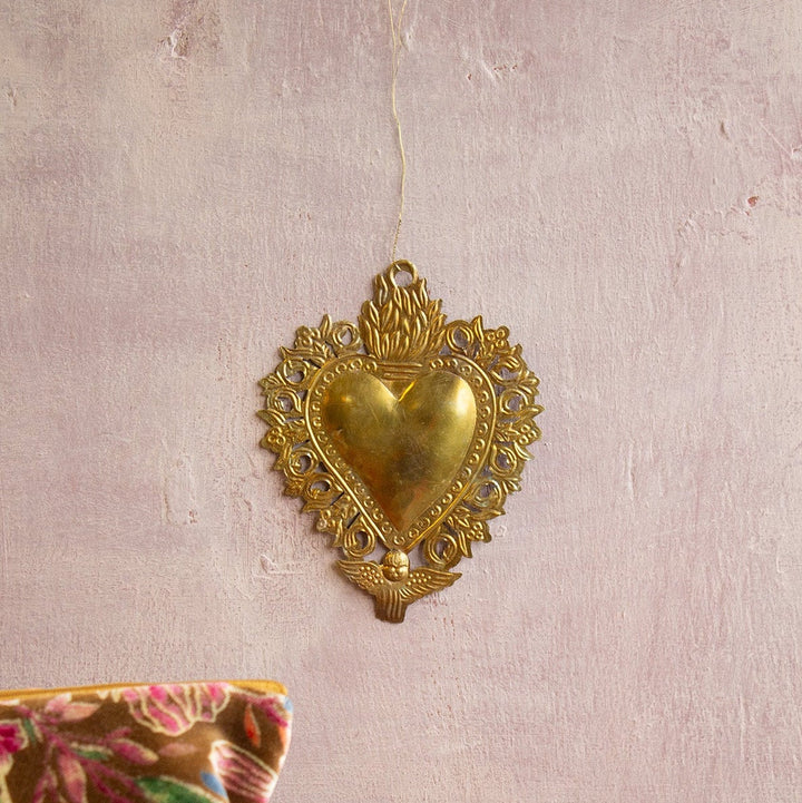 Ex-voto coeur avec ailes d'ange