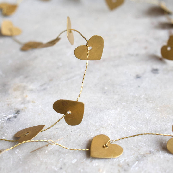 Metallic golden heart garland