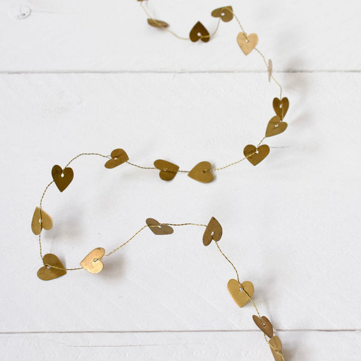 Metallic golden heart garland