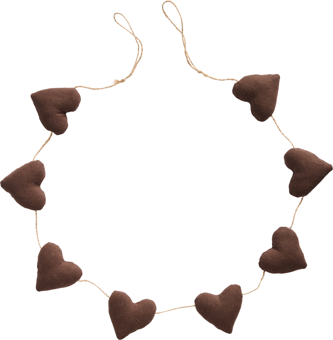 Fabric garland with brown hearts
