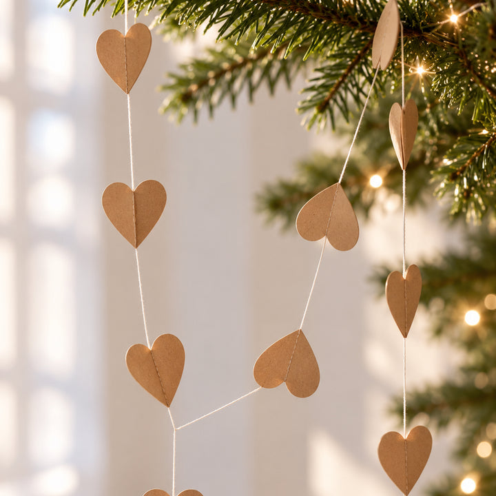 Guirlande de coeurs en papier marron