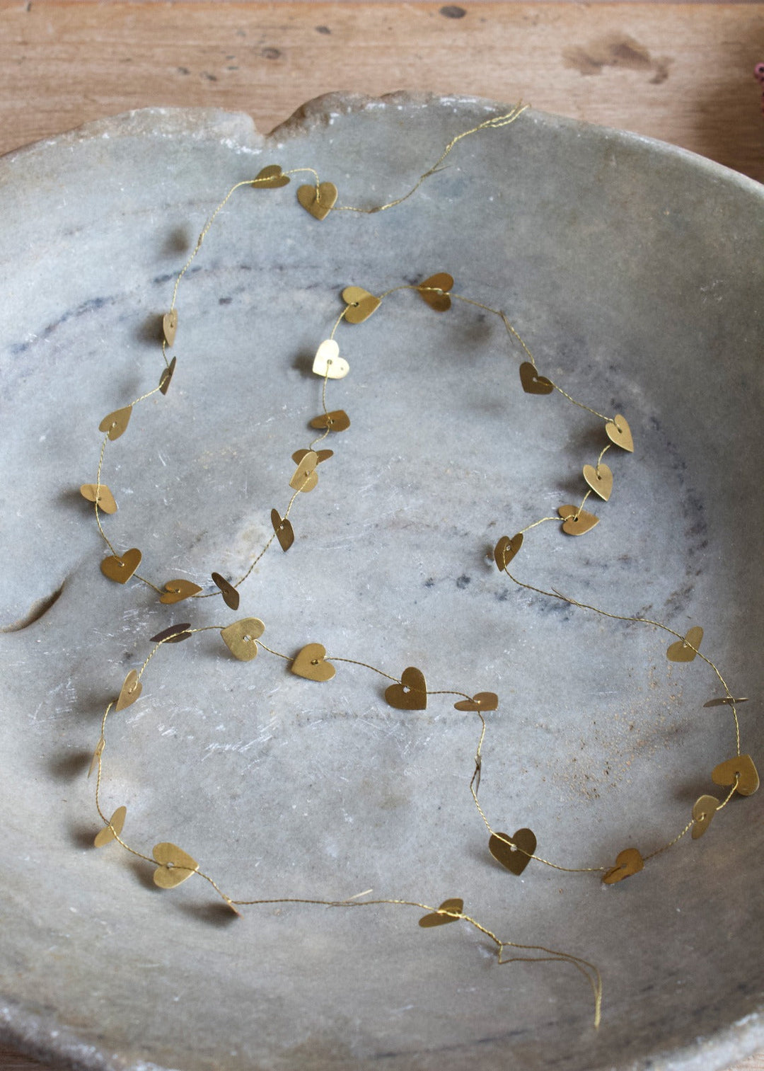 Metallic golden heart garland