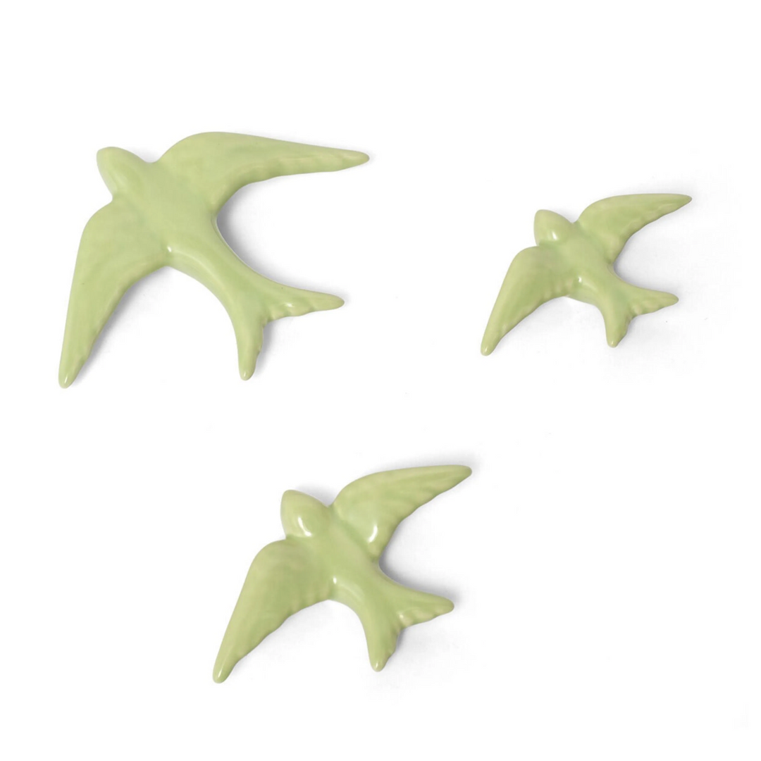 Hirondelle en céramique pistache disponible en 3 tailles
