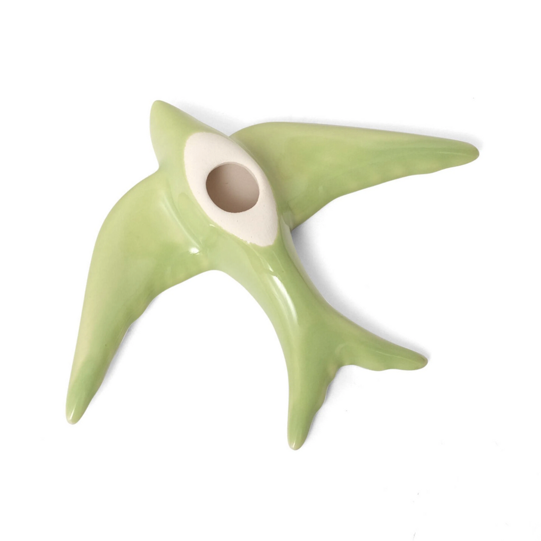 Hirondelle en céramique pistache disponible en 3 tailles