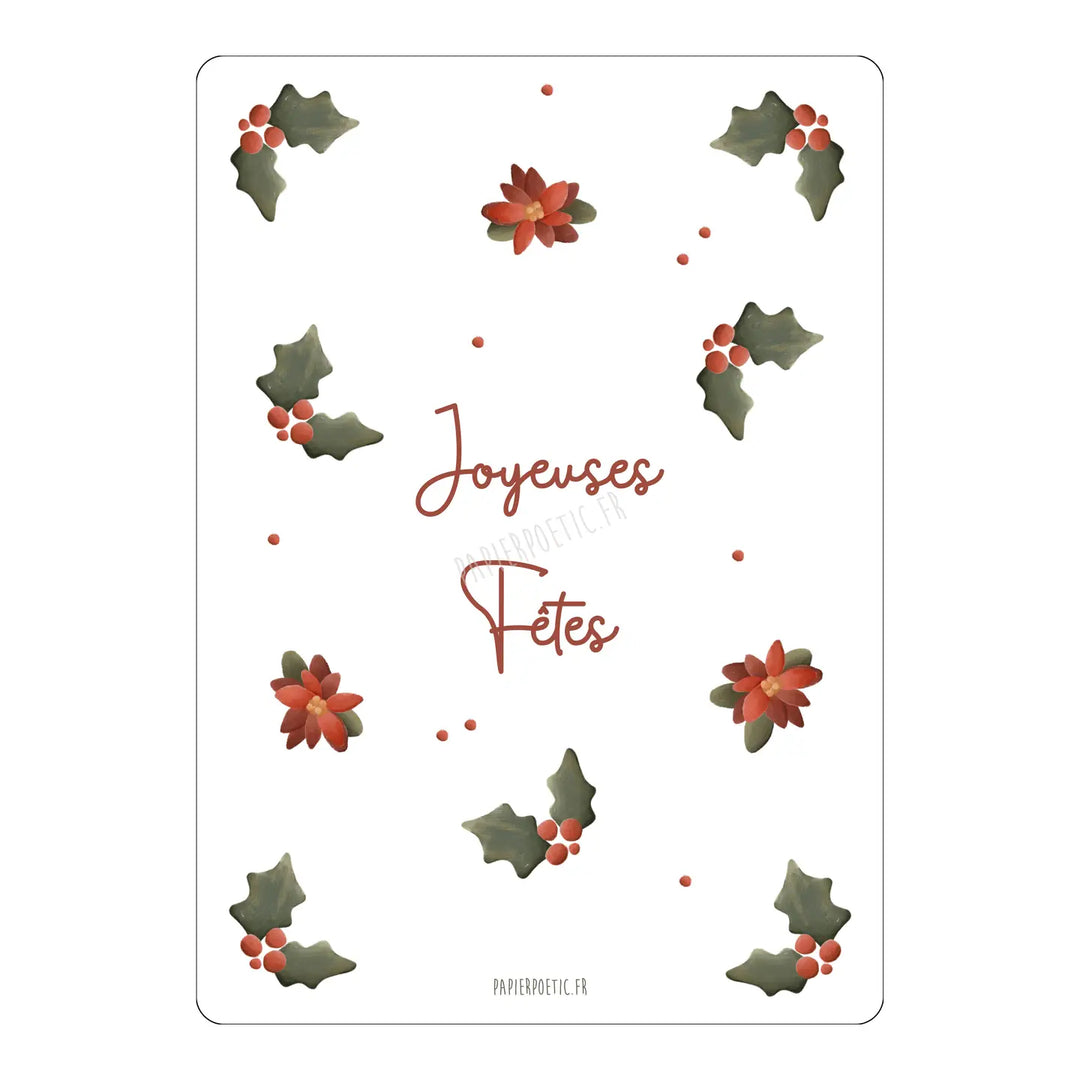 "Happy Holidays" card, poetic paper