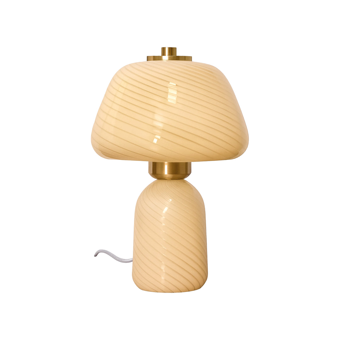 Lampe en verre beige champignon