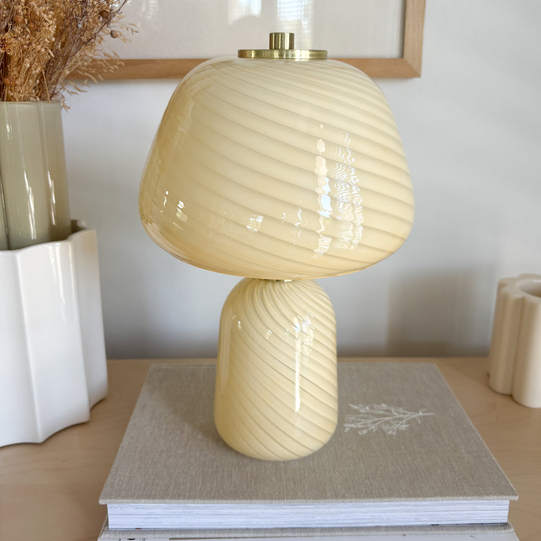 Lampe en verre beige champignon