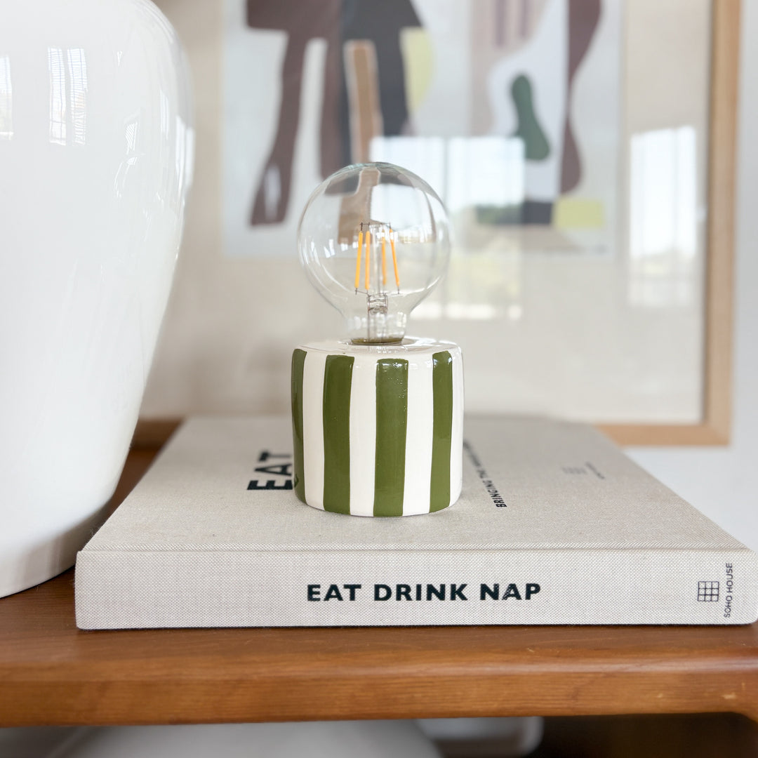 Joseph khaki striped porcelain lamp