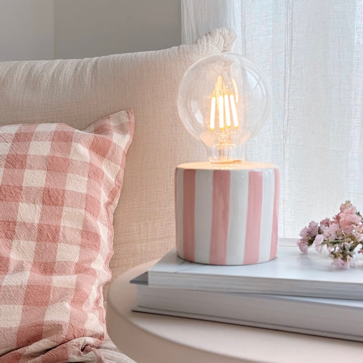 Pink striped porcelain Joseph lamp
