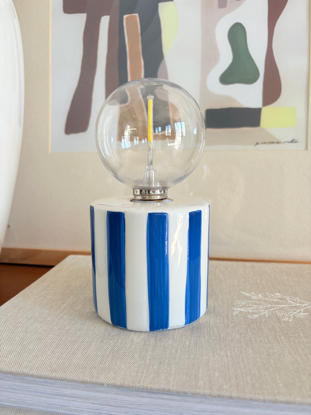 Lampe Joseph en porcelaine à rayures