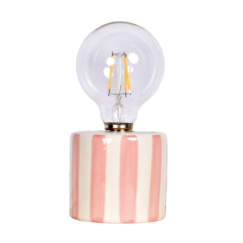 Pink striped porcelain Joseph lamp