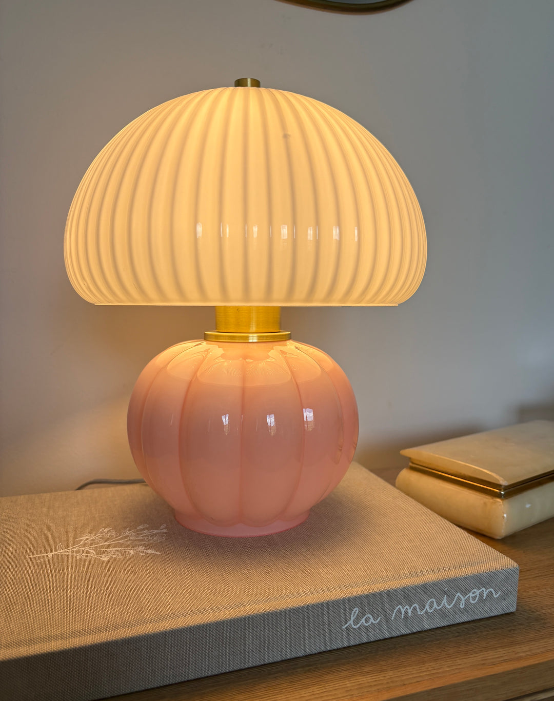 Lampe Charlie en verre rose
