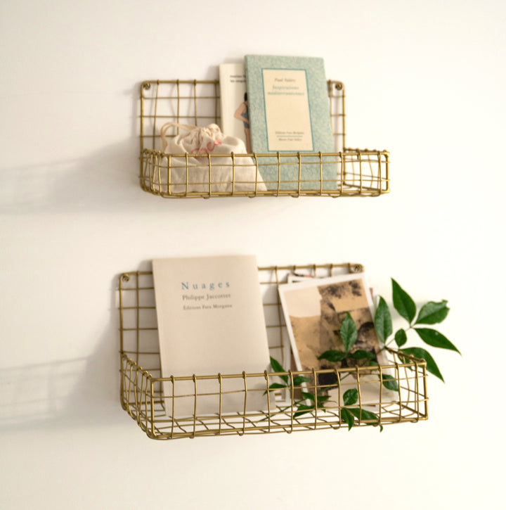 Set of 2 "Madam Stoltz" gold metal shelves