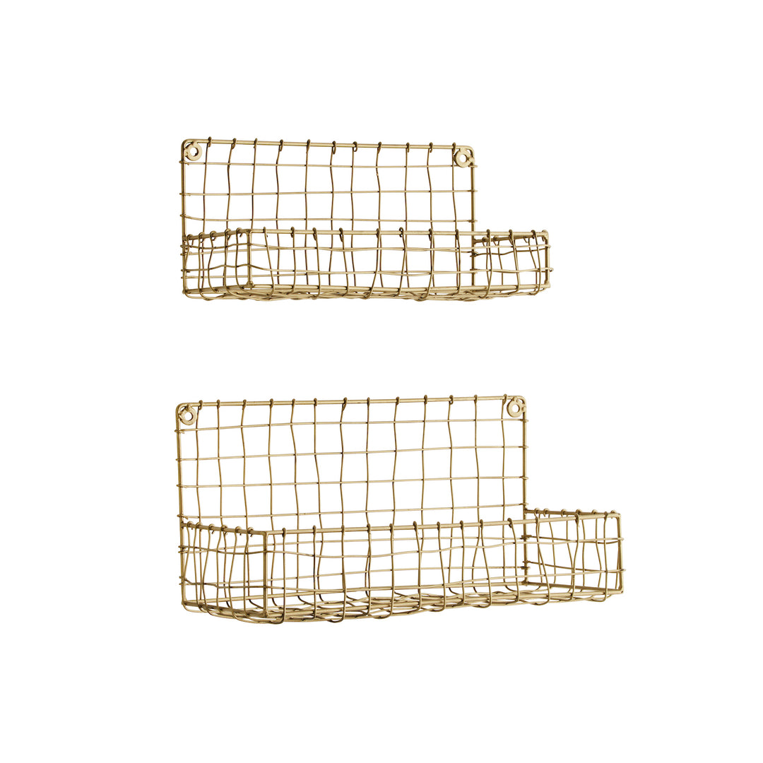 Set of 2 "Madam Stoltz" gold metal shelves