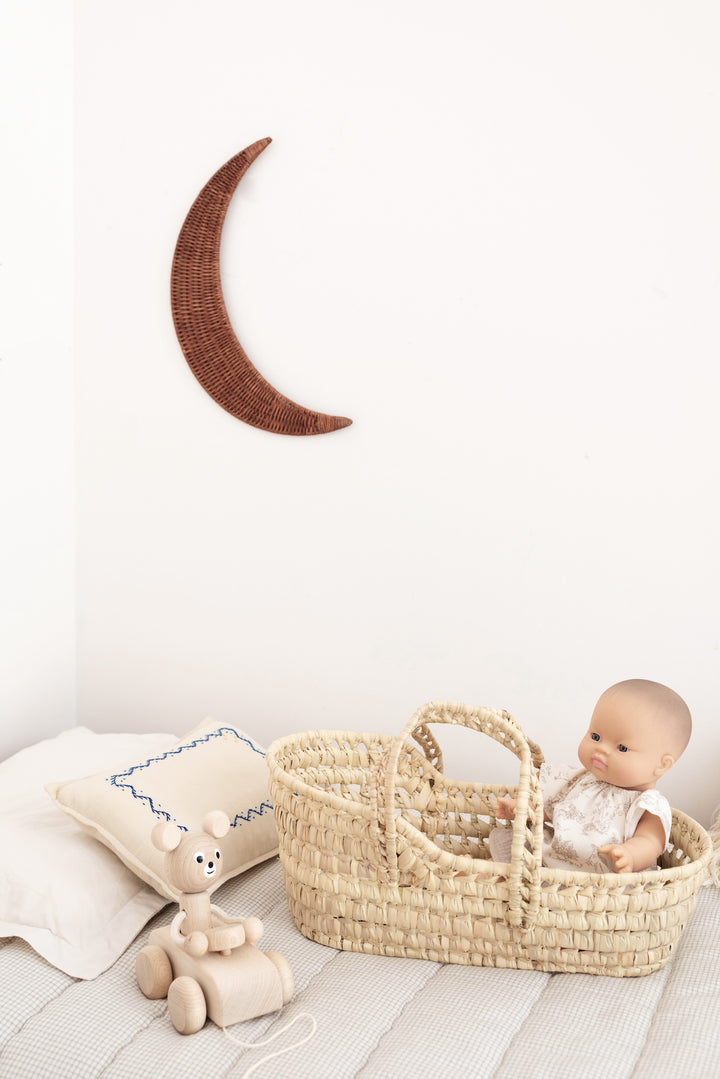 Luna grande de ratán caoba