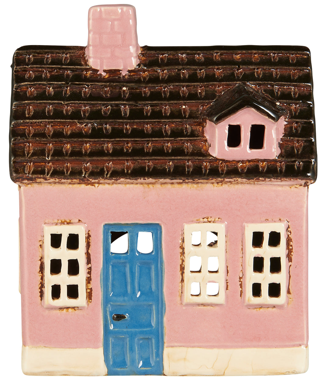 Maison photophore rose en céramique