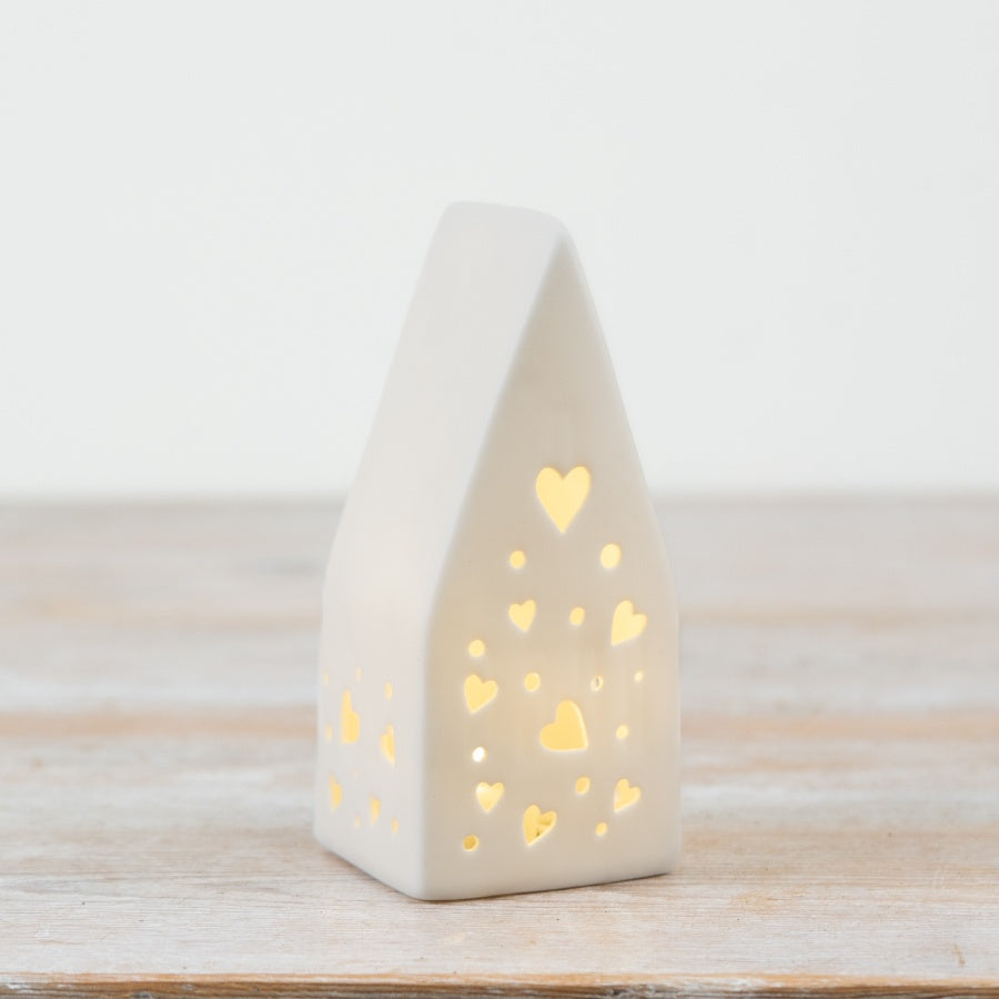 Maison avec coeurs en céramique à LED