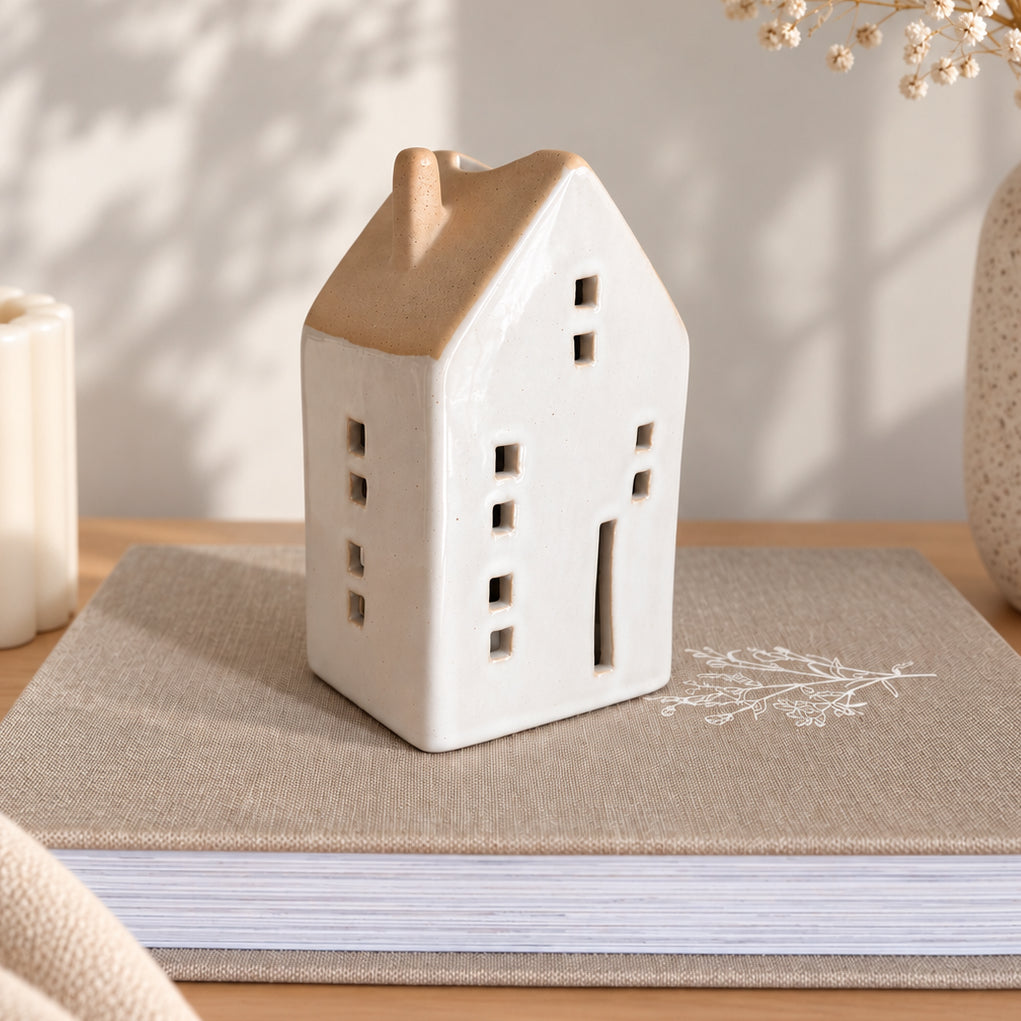 Maison photophore blanche déco de Noël cosy