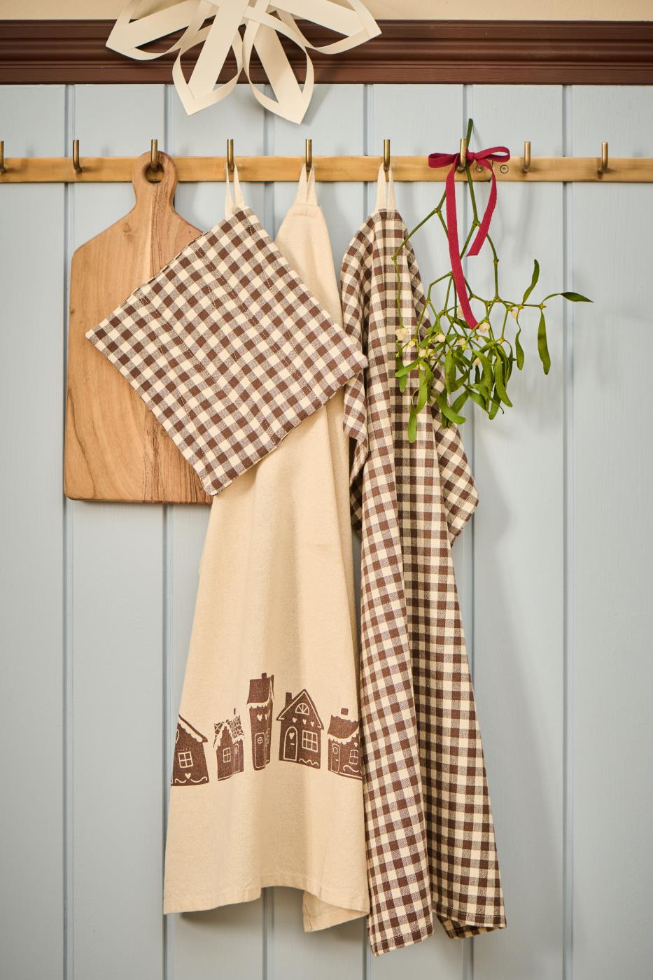 Manique vichy marron et blanc