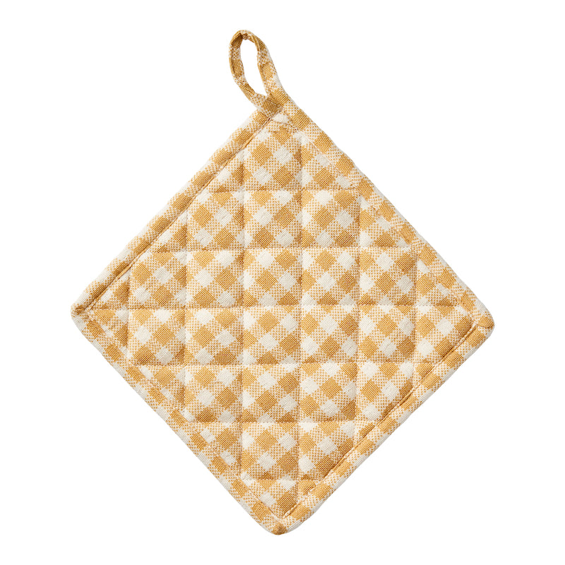 Yellow gingham pot holder