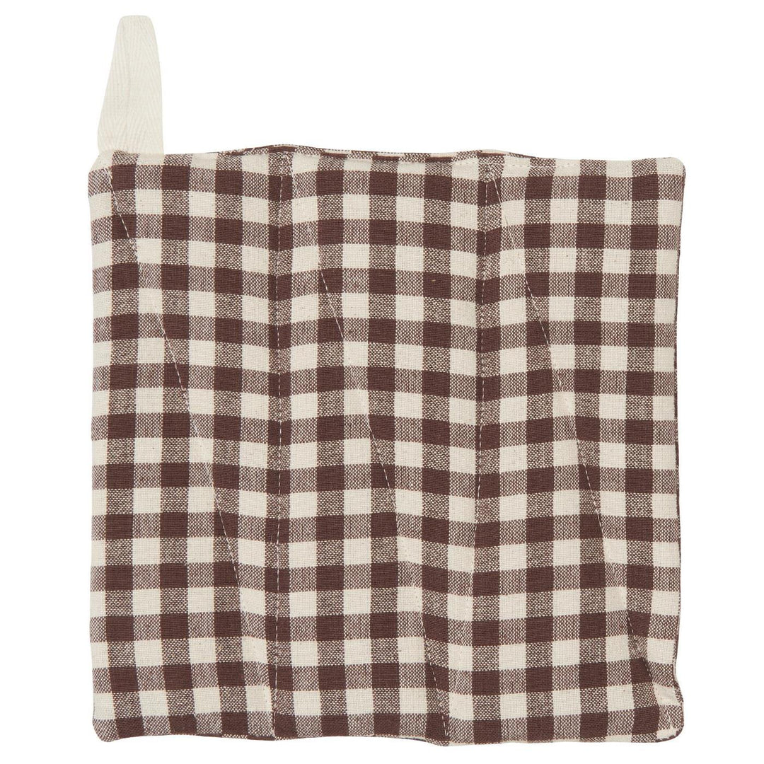 Manique vichy marron et blanc
