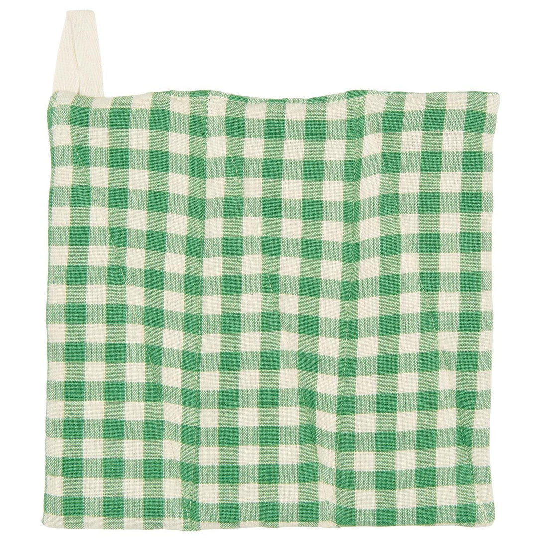 Manique vichy vert et blanc