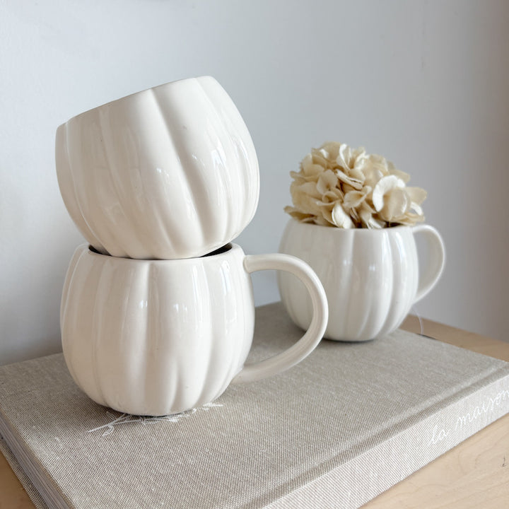 White pumpkin mug