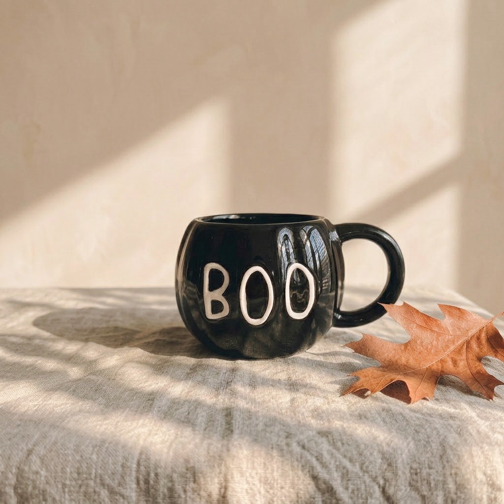 Mug citrouille BOO noir