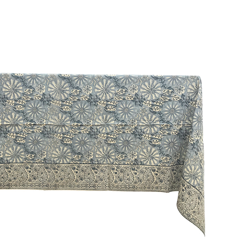 Blue floral tablecloth