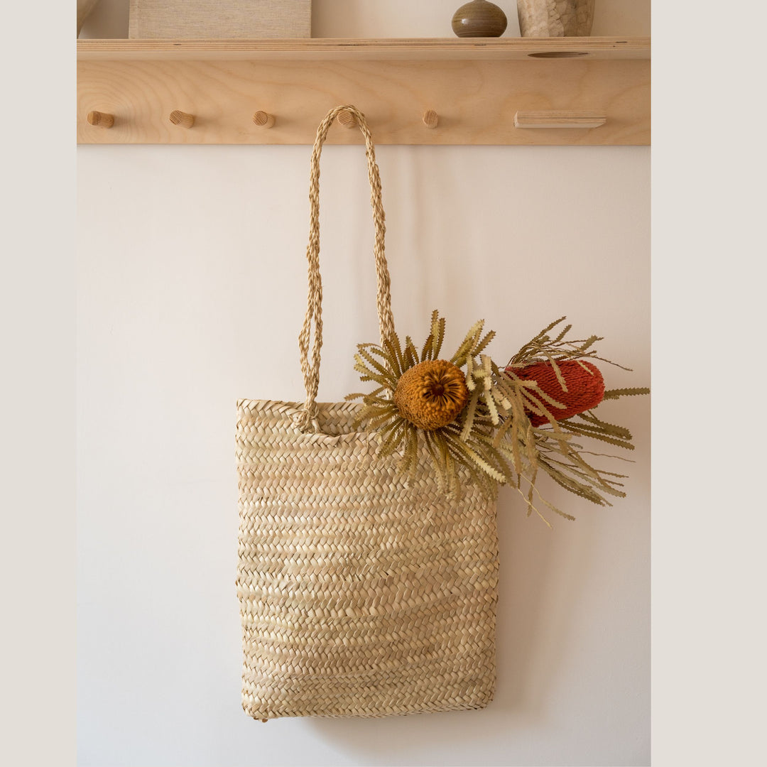Cabas en feuilles de palmier grandes anses