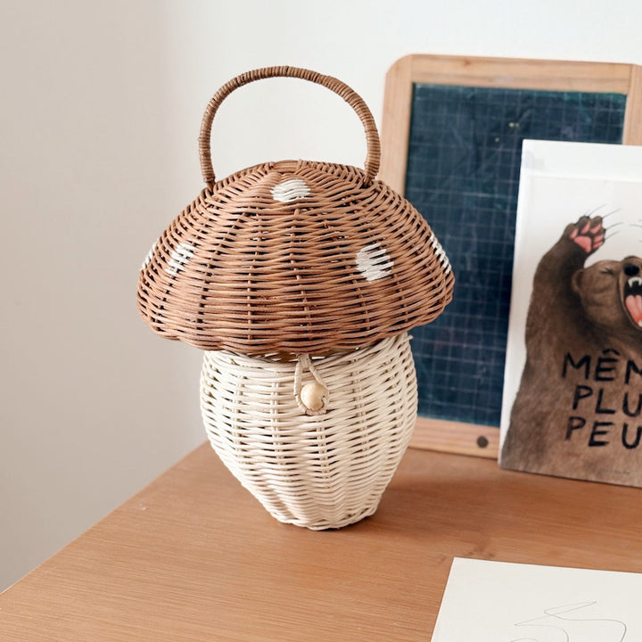 Polka dot mushroom rattan basket