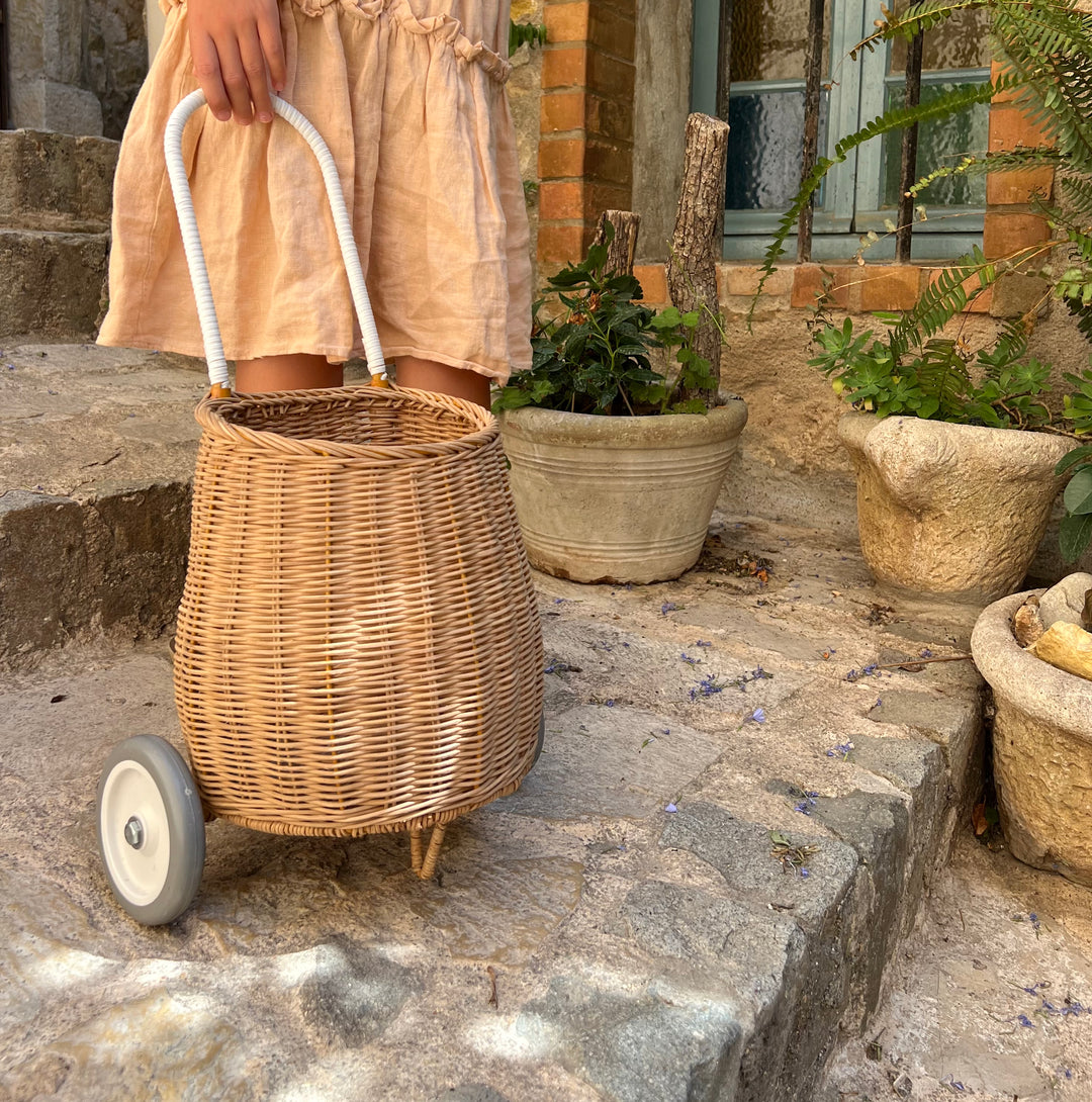Panier Roulettes Enfant en rotin